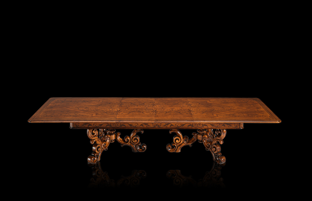 Table with leaves Mod. 854 – 274 (334/394) x 130 h 78 cm
