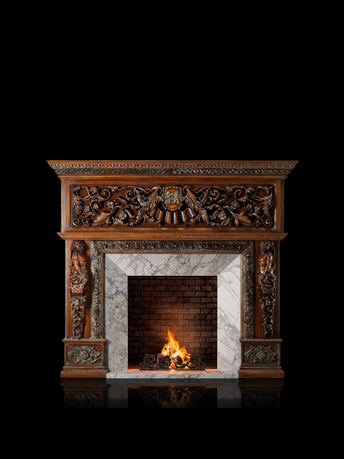 SAINT PETERSBURG, Russia – Custom mantel for fireplace in private house – 270 x 35 h 245 cm
